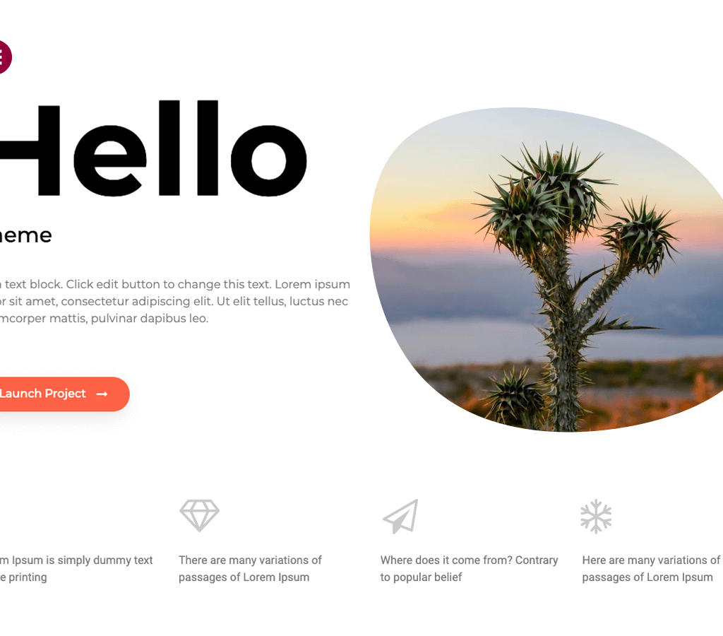 Hello Elementor — официальный демонстрационный скриншот темы WordPress