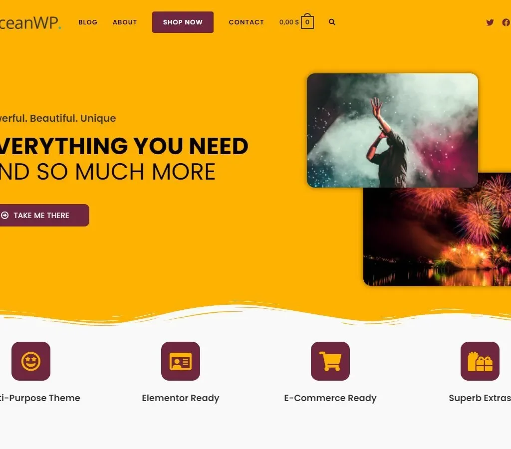 OceanWP — официальный демонстрационный скриншот темы WordPress